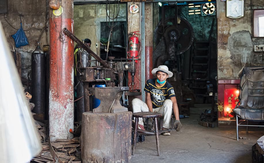 Handwerker in Chinatown Bangkok (Talad Noi).