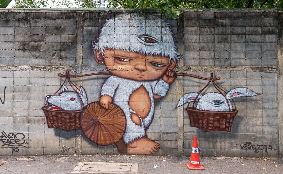 Street Art von Alex Face in der Charoen Krung Road 32 (Bangkok).