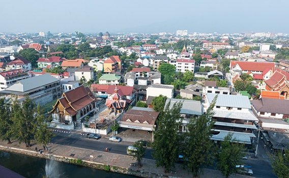 Chiang Mai Sehenswürdigkeiten - Blick über die Altstadt
