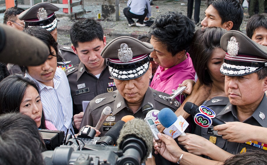 Stellungnahme der Polizei nach einem Bombenanschlag in Bangkok