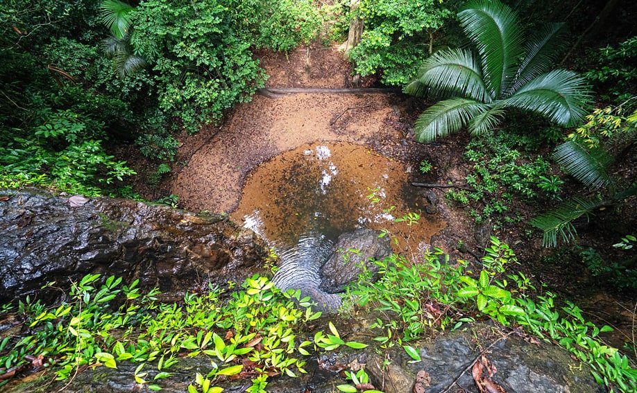 Blick von oben auf das natürliche Becken vom Khlong Jaak Wasserfall.