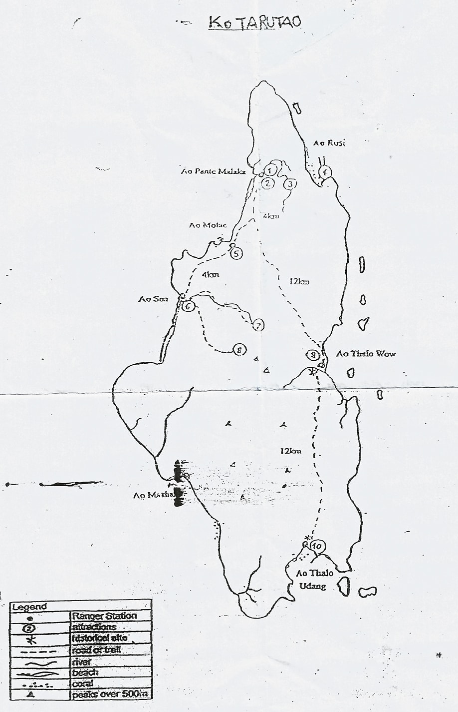Karte von Koh Tarutao.