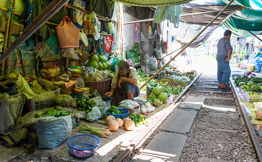 Mae Klong Railway Market in Samut Songkhram.