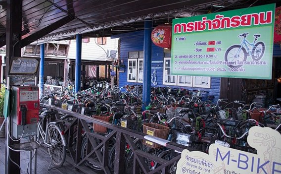 Der Fahrradverleih M-Bike in Phra Pradaeng.